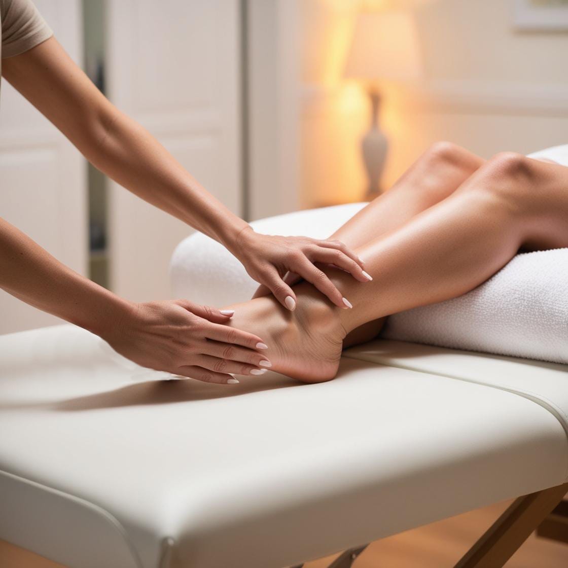 Photo représentant un massage de réflexologie plantaire