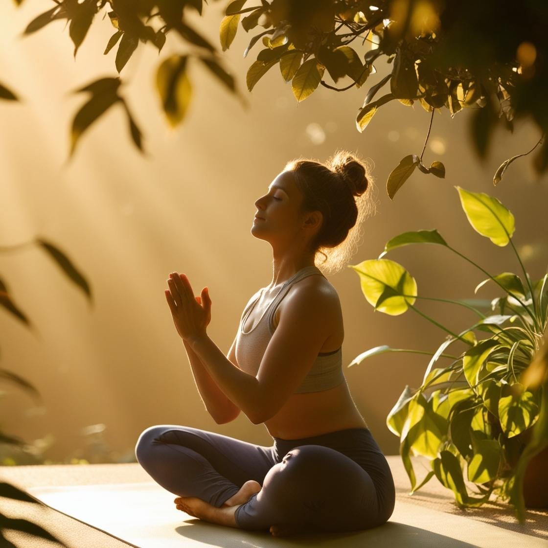 Femme pratiquant du yoga dans la nature pour une routine bien-être