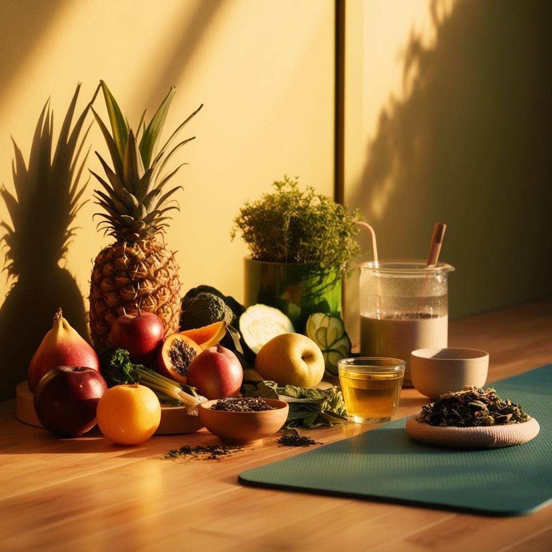 Fruits et repas sain dans le cadre d'une routine bien-être