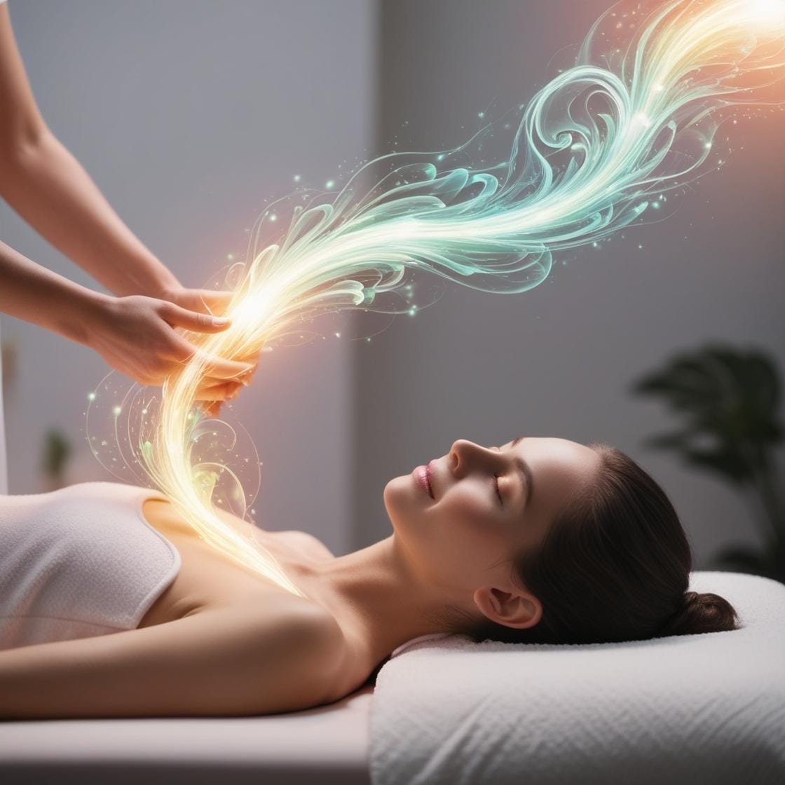 Cliente profitant des bienfaits du massage énergétique